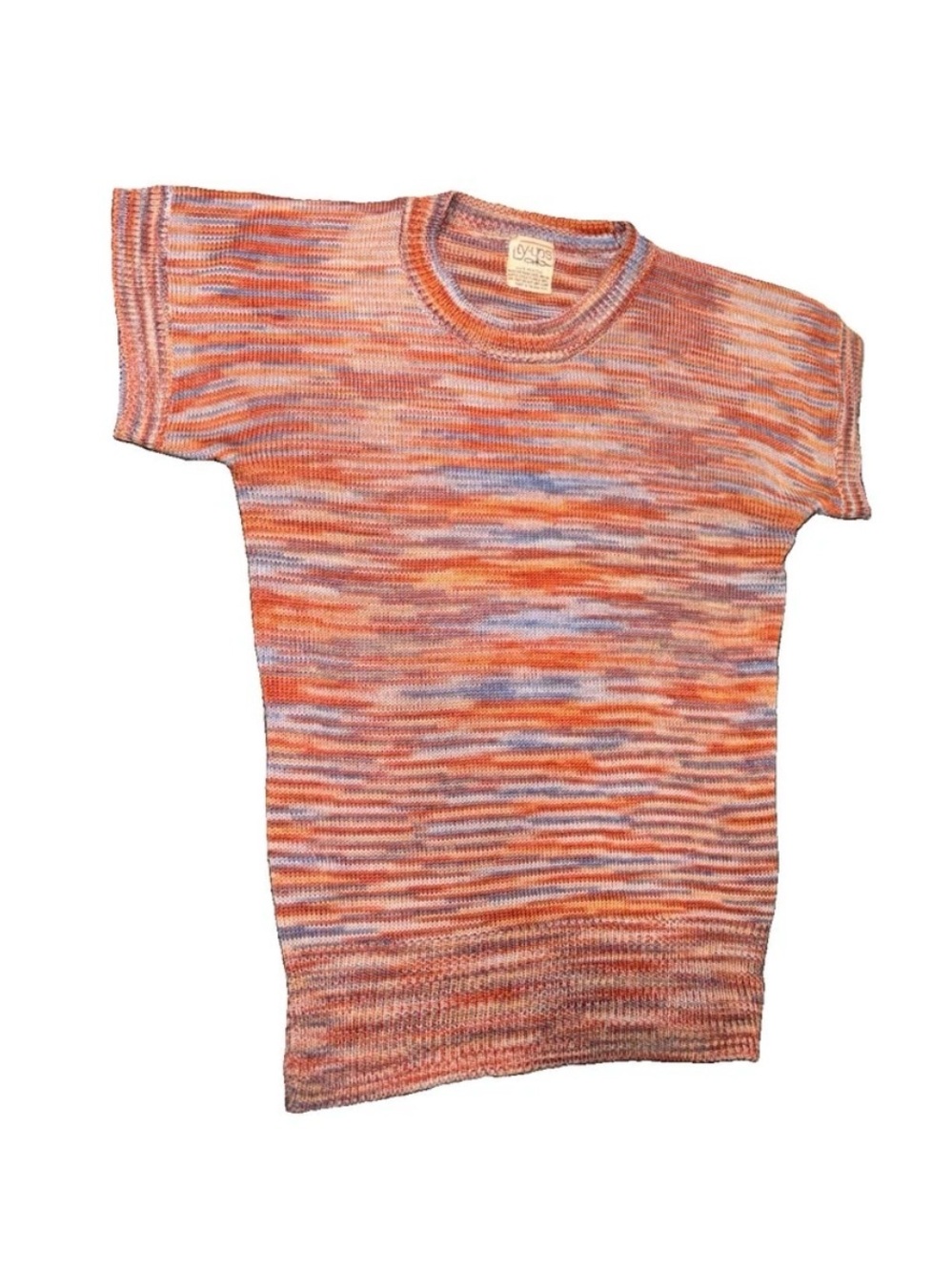 Vintage 80s/90s Ty-Ups Space-Dye Knit Crewneck Short Sleeve Top Size Small